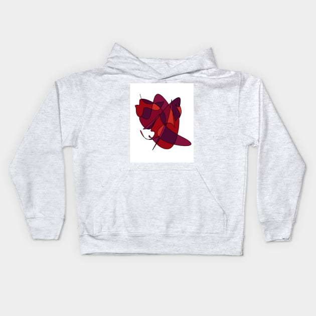 Abstract Lines And Curves In Red Kids Hoodie by KirtTisdale